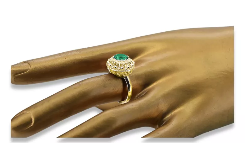 14k žluté zlato Smaragd  Vintage craft vrc059y